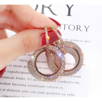 2019 NEW 925 silver needle rhinestone circle crystal from Swarovski long Woman temperament personality wild earrings
