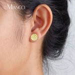 e-Manco 925 Sterling Silver Earrings Simple Design Geometric Round Anniversary Gold Color Stud Earring For Women Jewelry Fashion