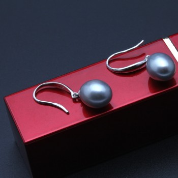 Real freshwater gray pearl earrings for women,wedding 925 sterling silver jewelry black natural pearl earring girl birthday gift