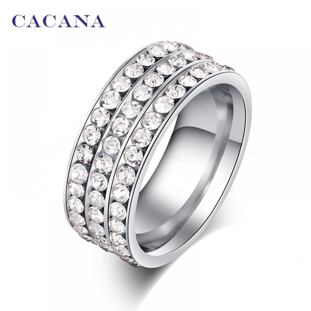 CACANA Titanium Stainless Steel Rings For Women Fashion Jewelry Wholesale NO.R120