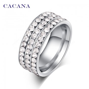 CACANA Titanium Stainless Steel Rings For Women Fashion Jewelry Wholesale NO.R120
