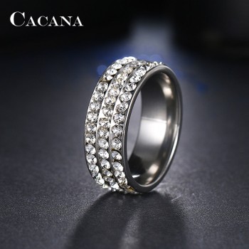 CACANA Titanium Stainless Steel Rings For Women Fashion Jewelry Wholesale NO.R120