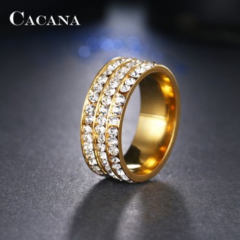 CACANA Titanium Stainless Steel Rings For Women Fashion Jewelry Wholesale NO.R120