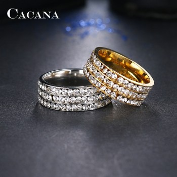 CACANA Titanium Stainless Steel Rings For Women Fashion Jewelry Wholesale NO.R120