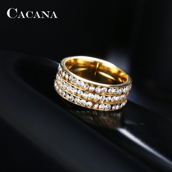 CACANA Titanium Stainless Steel Rings For Women Fashion Jewelry Wholesale NO.R120