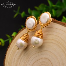 GLSEEVO Original Design Natural Baroque Pearl For Women Boho Custom Dangle Earrings Handmade Luxury Fine Jewelry GE0636