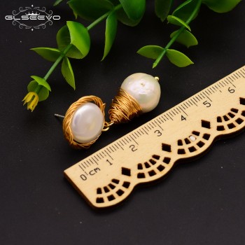GLSEEVO Original Design Natural Baroque Pearl For Women Boho Custom Dangle Earrings Handmade Luxury Fine Jewelry GE0636