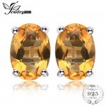 JewelryPalace Oval 1.4ct Natural Citrine Birthstone Stud Earrings Solid 925 Sterling Silver New Fine Jewelry For Women