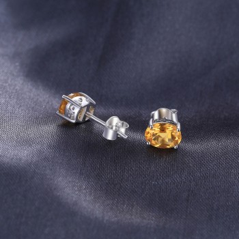 JewelryPalace Oval 1.4ct Natural Citrine Birthstone Stud Earrings Solid 925 Sterling Silver New Fine Jewelry For Women