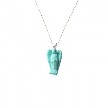 Natural Gemstone Necklace Pendant  35*22mm Angel Pendant Turquoise Jasper Agate Stone Charms Jewelry