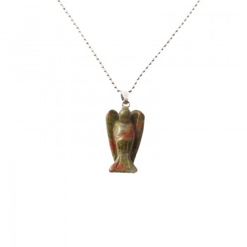 Natural Gemstone Necklace Pendant  35*22mm Angel Pendant Turquoise Jasper Agate Stone Charms Jewelry