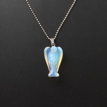 Natural Gemstone Necklace Pendant  35*22mm Angel Pendant Turquoise Jasper Agate Stone Charms Jewelry