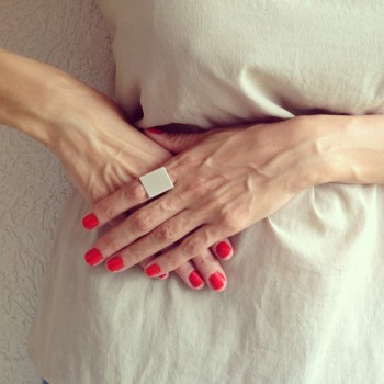Stylish Wide Ring Women Punk Rock Simple Gold Silver Square Gift Finger Ring Fashion fine jewelry mulheres anel R90