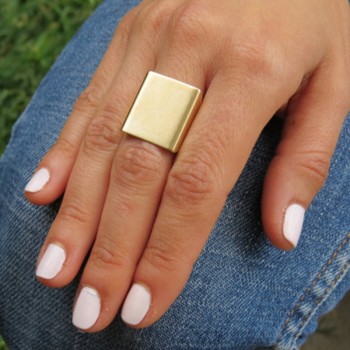Stylish Wide Ring Women Punk Rock Simple Gold Silver Square Gift Finger Ring Fashion fine jewelry mulheres anel R90