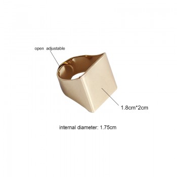 Stylish Wide Ring Women Punk Rock Simple Gold Silver Square Gift Finger Ring Fashion fine jewelry mulheres anel R90