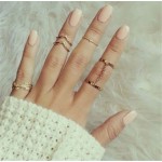 H:HYDE 6pcs/lot Unique Adjustable Ring Set Punk Style Gold Color Knuckle Rings For Women Midi Finger Knuckle Rings Ring Set