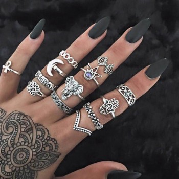 H:HYDE 6pcs/lot Unique Adjustable Ring Set Punk Style Gold Color Knuckle Rings For Women Midi Finger Knuckle Rings Ring Set
