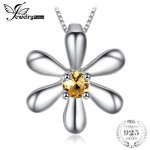 JewelryPalace Round 0.14ct Created Orange Sapphire Flower Pendant Fashion 925 Sterling Silver Fine Jewelry Not Include the Chain
