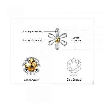 JewelryPalace Round 0.14ct Created Orange Sapphire Flower Pendant Fashion 925 Sterling Silver Fine Jewelry Not Include the Chain