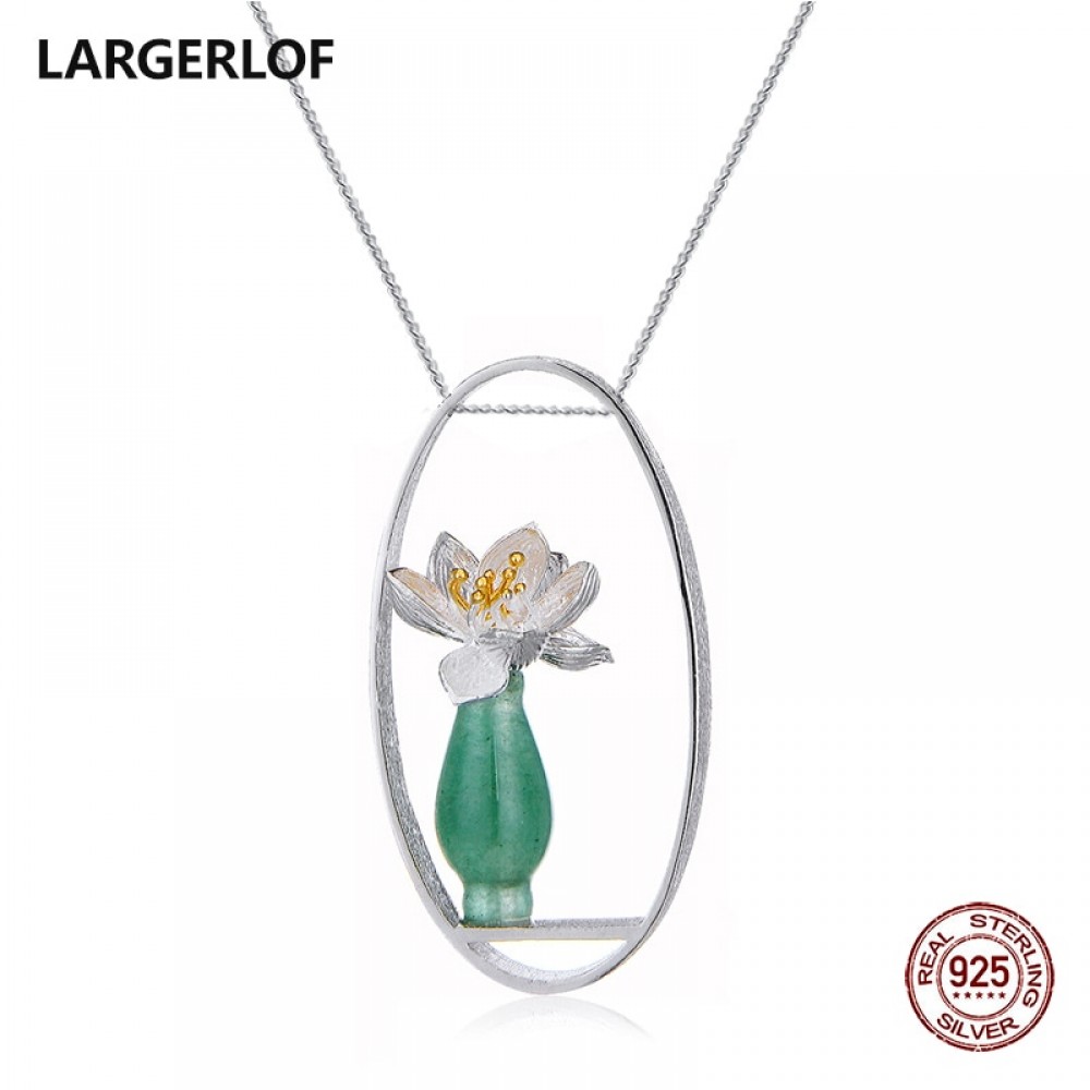 LARGERLOF 925 Sterling Silver Necklaces amp; Pendants Women Fine Jewelry Chalcedony Necklaces  PD47014