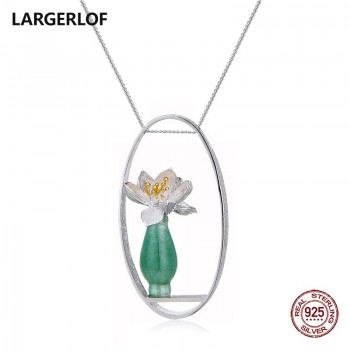 LARGERLOF 925 Sterling Silver Necklaces amp; Pendants Women Fine Jewelry Chalcedony Necklaces  PD47014