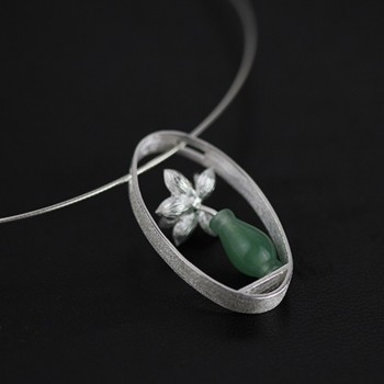 LARGERLOF 925 Sterling Silver Necklaces amp; Pendants Women Fine Jewelry Chalcedony Necklaces  PD47014