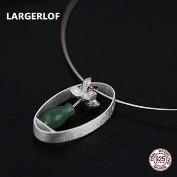LARGERLOF 925 Sterling Silver Necklaces amp; Pendants Women Fine Jewelry Chalcedony Necklaces  PD47014