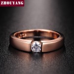 ZHOUYANG 4.5mm Hearts and Arrows Cubic Zirconia Wedding Ring Rose Gold amp; Silver Color Classical Finger Ring R400 R406
