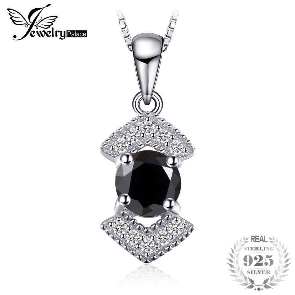 JewelryPalace Elegant Genuine Black Spinel Pendnat Necklace 925 Sterling Silver Fine Jewelry Bestfriend Gift Without Chain New