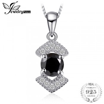 JewelryPalace Elegant Genuine Black Spinel Pendnat Necklace 925 Sterling Silver Fine Jewelry Bestfriend Gift Without Chain New