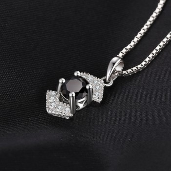 JewelryPalace Elegant Genuine Black Spinel Pendnat Necklace 925 Sterling Silver Fine Jewelry Bestfriend Gift Without Chain New