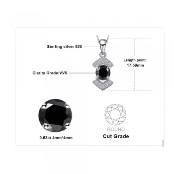 JewelryPalace Elegant Genuine Black Spinel Pendnat Necklace 925 Sterling Silver Fine Jewelry Bestfriend Gift Without Chain New