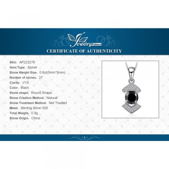 JewelryPalace Elegant Genuine Black Spinel Pendnat Necklace 925 Sterling Silver Fine Jewelry Bestfriend Gift Without Chain New