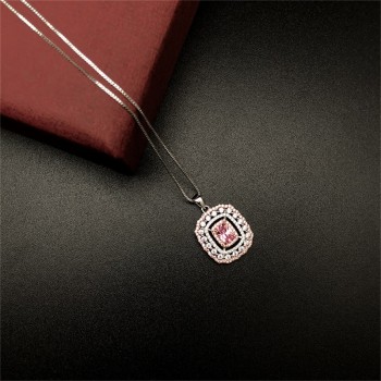 Pendants Necklaces Women S925 Sterling Silver Colorful Diamant Pink Topaz Temperament Elegant Necklace Set Fine Jewelry