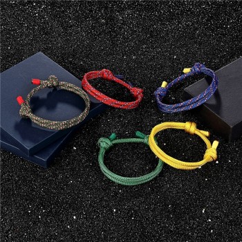 MKENDN New Arrival High quality braided rope Multi-layer Survival bracelets Men Trendy Simple Coloful Male Braid Anklets women
