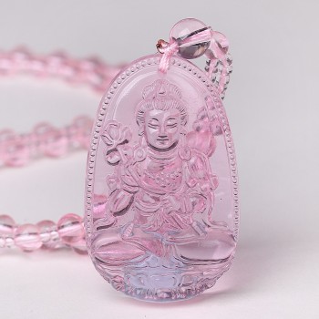 5*3cm 3A Pink healing crystal Rose Quartz Necklace Natural Stone Pendant Buddha Chain Gift Carved Women Men Lucky Amulet Jewelry