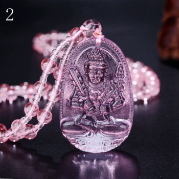 5*3cm 3A Pink healing crystal Rose Quartz Necklace Natural Stone Pendant Buddha Chain Gift Carved Women Men Lucky Amulet Jewelry