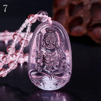5*3cm 3A Pink healing crystal Rose Quartz Necklace Natural Stone Pendant Buddha Chain Gift Carved Women Men Lucky Amulet Jewelry