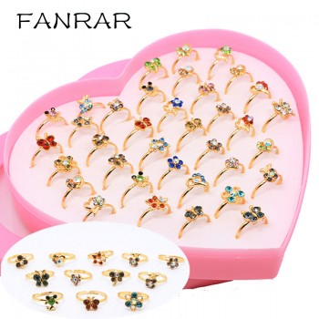 5pcs Trendy Children Kids Sweet Cute Adjustable Cartoon Crystal Alloy animal Enamel Rings Fashion Jewelry Girl Gifts Randomly