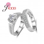 JEXXI Romantic 2PCS Couple Ring Set Best Quality 925 Sterling Silver Stamp Cubic Zirconia Women Engagement Rings Wedding Jewelry