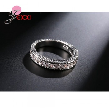 JEXXI Romantic 2PCS Couple Ring Set Best Quality 925 Sterling Silver Stamp Cubic Zirconia Women Engagement Rings Wedding Jewelry