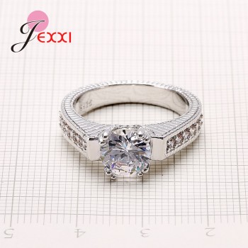 JEXXI Romantic 2PCS Couple Ring Set Best Quality 925 Sterling Silver Stamp Cubic Zirconia Women Engagement Rings Wedding Jewelry