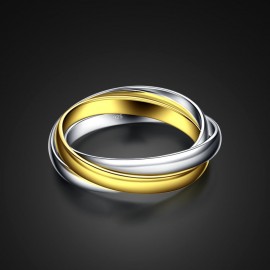Personality gold silver 3 ring ring combination.Contracted solid 925 sterling silver ring woman.Charm jewelry fair maiden dance