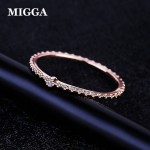 MIGGA Delicate Single Small Cubic Zircon Crystal Ring Rose Gold Color Thin Ring for Women Fashion Bague