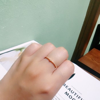 MIGGA Delicate Single Small Cubic Zircon Crystal Ring Rose Gold Color Thin Ring for Women Fashion Bague