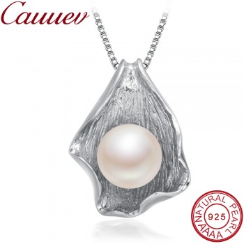 Cauuev genuine 100% Natural freshwater  Pearl Jewelry Hot Selling 925 Sterling Silver Pendant Necklace gift For Women Female Jew