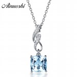 AINUOSHI 2 Carat Cushion Cut Natural Sky Blue Topaz Pendant 925 Silver Pendant Necklace Party Jewelry 925 Silver Engagement Gift