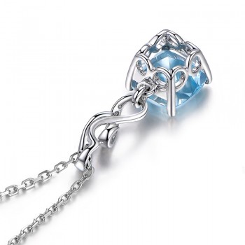 AINUOSHI 2 Carat Cushion Cut Natural Sky Blue Topaz Pendant 925 Silver Pendant Necklace Party Jewelry 925 Silver Engagement Gift