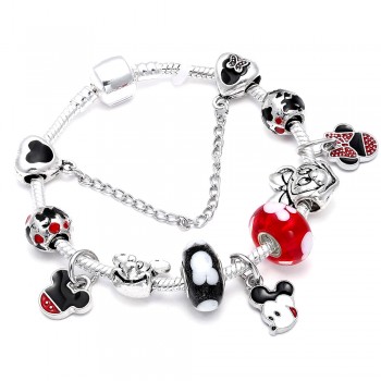 17 Styles Mickey Series Charm Bracelet For Women Kids Silver Color Minnie Mouse Chain Pandora Braceletamp;Bangles Femme Jewelry