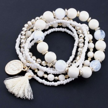 HOT Brand fishion Women girl Multilayer Beads Bangle Multiple colors Tassels Bracelets bangles 25#201809123010